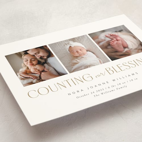 This is a sugar birth announcements with standard by Robert and Stella called counting those blessings printing on signature in standard