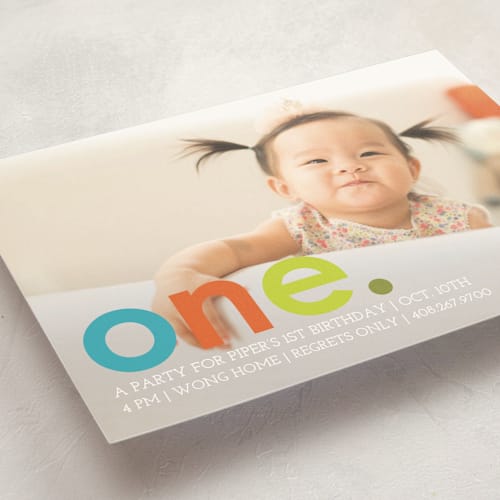 This is a teal kids birthday invitations with standard by Denise Malacrea called colorful one printing on signature in standard
