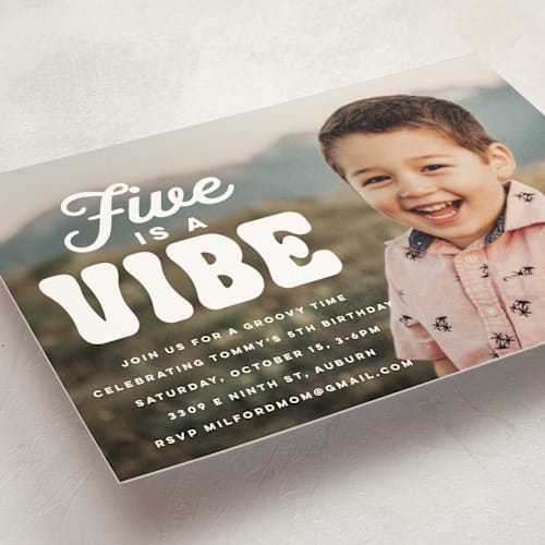 This is a cloud kids birthday invitations with standard by Jessie Steury called vibe printing on signature in standard