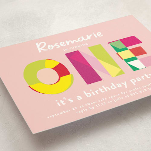 This is a peony kids birthday invitations with standard by Phrosné Barwood called one printing on signature in standard