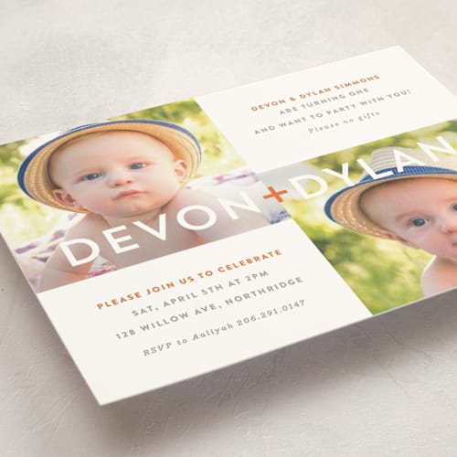 This is a tangerine kids birthday invitations with standard by Olivia Raufman called plus printing on signature in standard