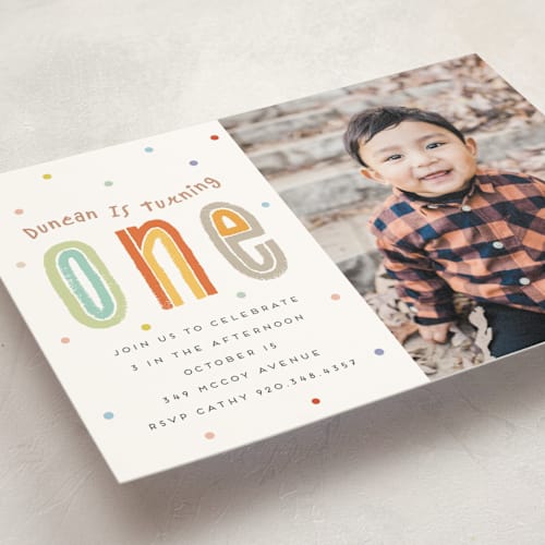 This is a cotton candy kids birthday invitations with standard by chocomocacino called boba printing on signature in standard