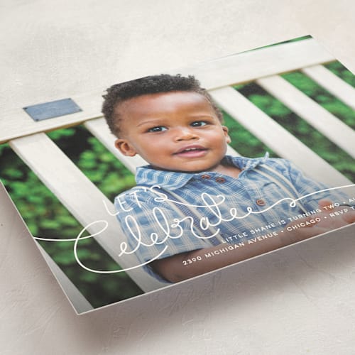 This is a cloud kids birthday invitations with standard by Lehan Veenker called lettered celebration printing on signature in standard
