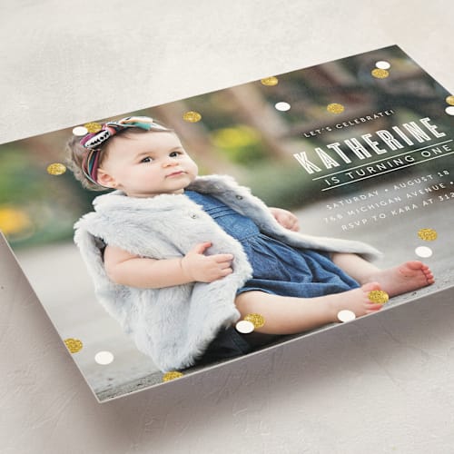 This is a snow kids birthday invitations with standard by Lehan Veenker called confetti printing on signature in standard
