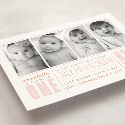 This is a rose kids birthday invitations with standard by Lauren Chism called what a year printing on signature in standard
