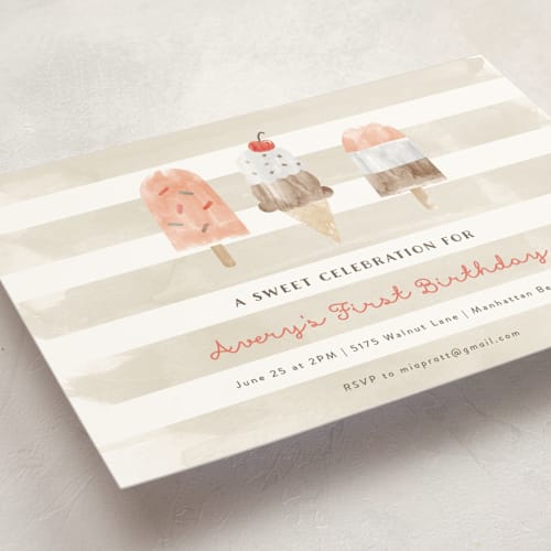 This is a melon kids birthday invitations with standard by Shirley Lin Schneider called sweet treats printing on signature in standard