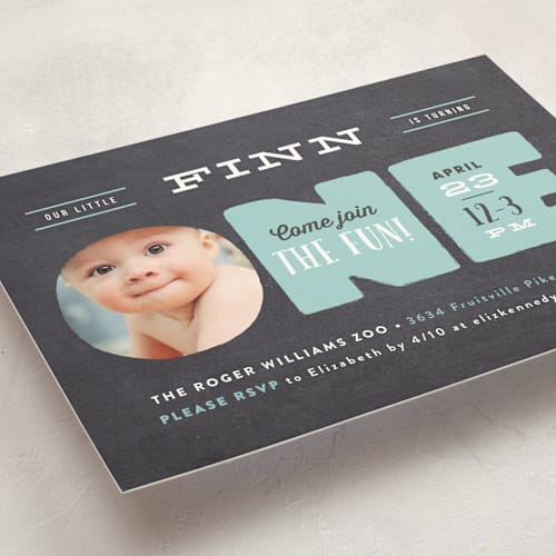 This is a sea glass kids birthday invitations with standard by Jennifer Wick called peek a boo printing on signature in standard