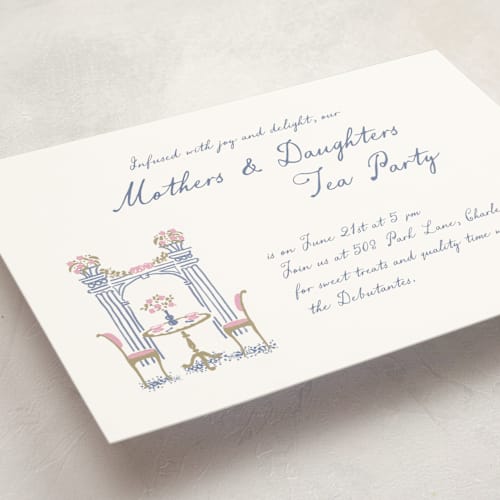 This is a petal debutante party invitations with standard by Leia Matt called tea party charm printing on signature in standard