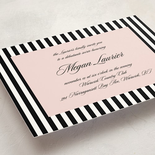 This is a tux debutante party invitations with standard by Tamara Hilje called chic chic printing on signature in standard