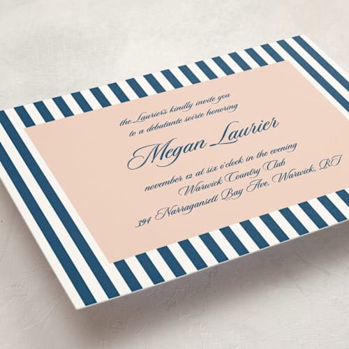 This is a coastal debutante party invitations with standard by Tamara Hilje called chic chic printing on signature in standard