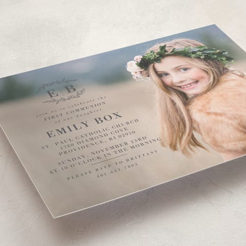 This is a night communion invitations announcements with standard by Allison Massingill called modern leaves printing on signature in standard