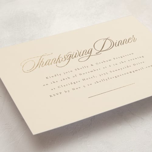 This is a cream holiday party invitations with foil pressed by letterfix called tradition printing on signature in standard