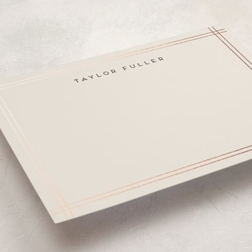 This is a fog personalized stationery thank you cards with foil pressed by Lehan Veenker called a golden age printing on signature in 5x7