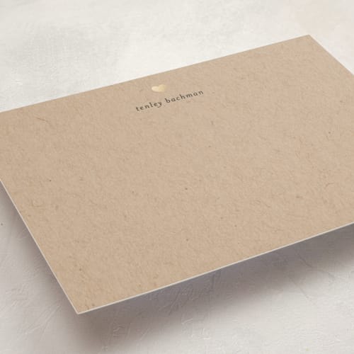 This is a kraft personalized stationery thank you cards with foil pressed by Michelle Poe called for heart's sake printing on signature in 5x7