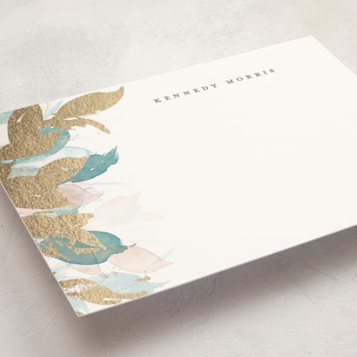 This is a water personalized stationery thank you cards with foil pressed by Everett Paper Goods called swaying printing on signature in 5x7