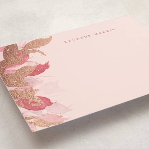 This is a rose personalized stationery thank you cards with foil pressed by Everett Paper Goods called swaying printing on signature in 5x7