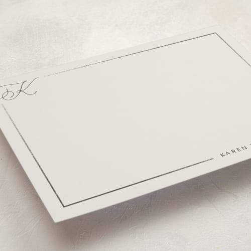This is a granite personalized stationery thank you cards with foil pressed by Kristel called bordered printing on signature in 5x7