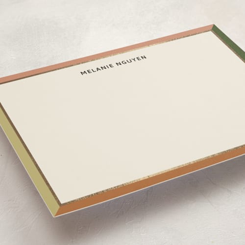 This is a nature personalized stationery thank you cards with foil pressed by Inkblot Design called bold border printing on signature in 5x7