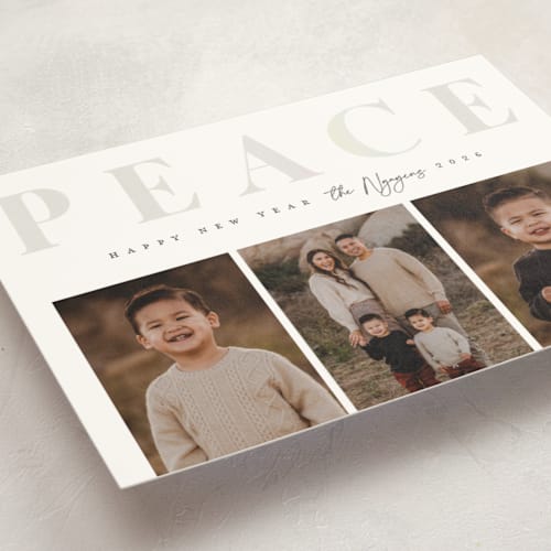This is a dove gloss press holiday cards with gloss press by Snow and Ivy called ever present printing on signature in standard