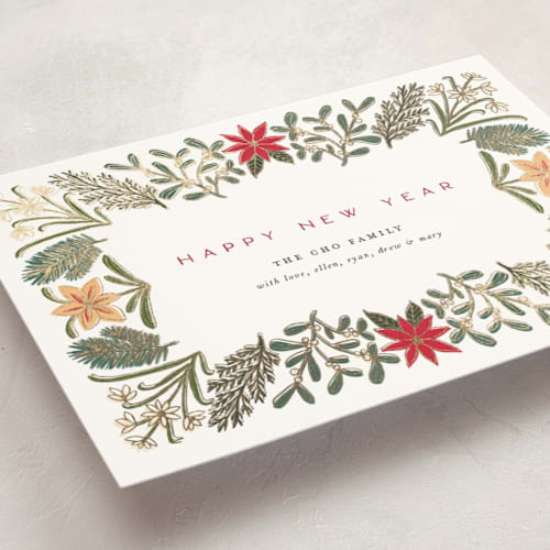 This is a snow foil pressed holiday cards with foil pressed by Amy Kross called paper whites printing on signature in standard