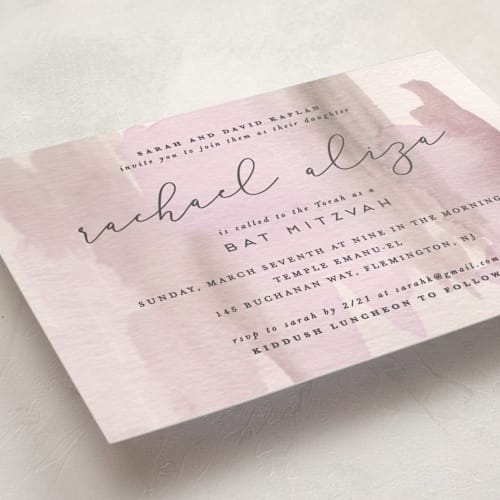 This is a poppy bar mitzvah bat mitzvah invitations with standard by Creo Study called celebratory printing on signature in standard