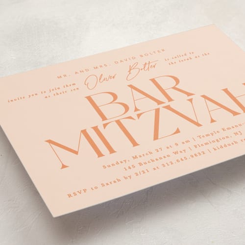 This is a pumpkin bar mitzvah bat mitzvah invitations with standard by Creo Study called modern mitzvah printing on signature in standard