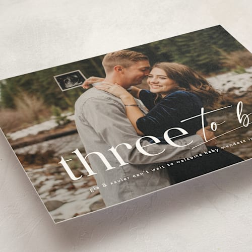 This is a flour pregnancy announcements with standard by Lea Delaveris called three to be printing on signature in standard