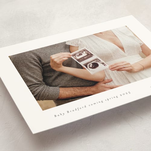 This is a moon pregnancy announcements with standard by Nicole Walsh called signed by us printing on signature in standard