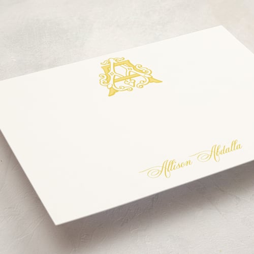 This is a honey personalized stationery thank you cards with standard by Jenna Holcomb called georgetown crest printing on signature in 5x7