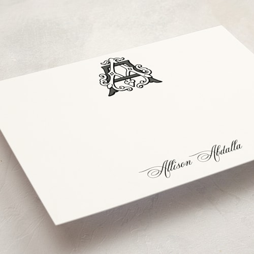 This is a noir personalized stationery thank you cards with standard by Jenna Holcomb called georgetown crest printing on signature in 5x7