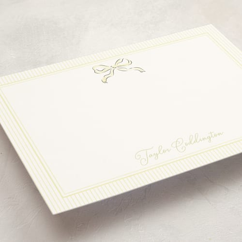 This is a lemon personalized stationery thank you cards with standard by Helena Vitto called bow printing on signature in 5x7