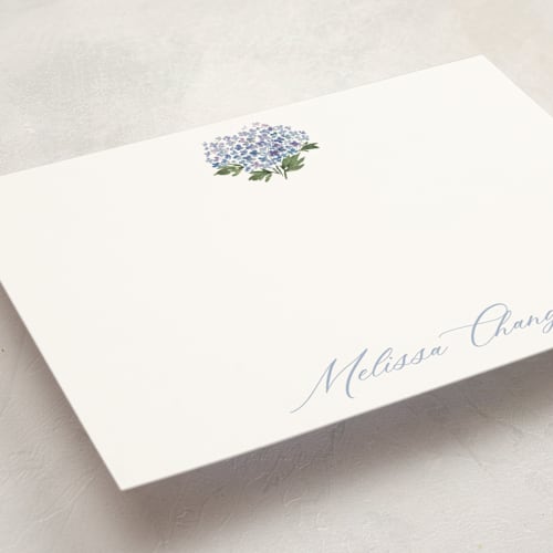 This is a hydrangea personalized stationery thank you cards with standard by Itsy Belle Studio called hydrangea printing on signature in 5x7