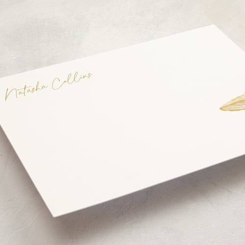 This is a lemon personalized stationery thank you cards with standard by Jenna Holcomb called beach umbrella printing on signature in 5x7