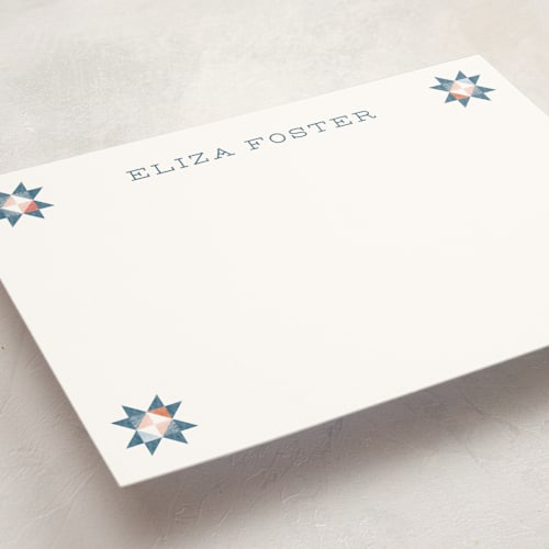 This is a sky personalized stationery thank you cards with standard by Julie Hebert called modern quilter printing on signature in 5x7