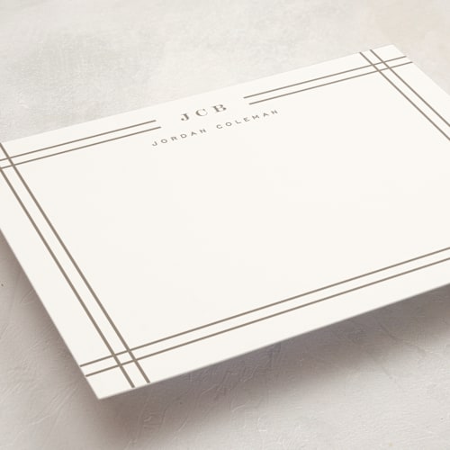 This is a milky coffee personalized stationery thank you cards with standard by Yuliya Evseeva called modern lines printing on signature in 5x7
