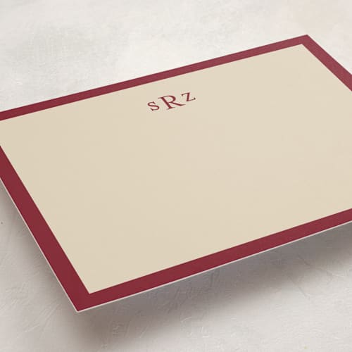This is a maroon personalized stationery thank you cards with standard by Ani Somi called theodore printing on signature in 5x7