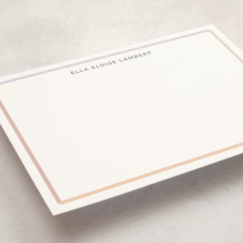 This is a pastel personalized stationery thank you cards with standard by Stephanie Heinrich Godbout called modern colorful border printing on signature in 5x7