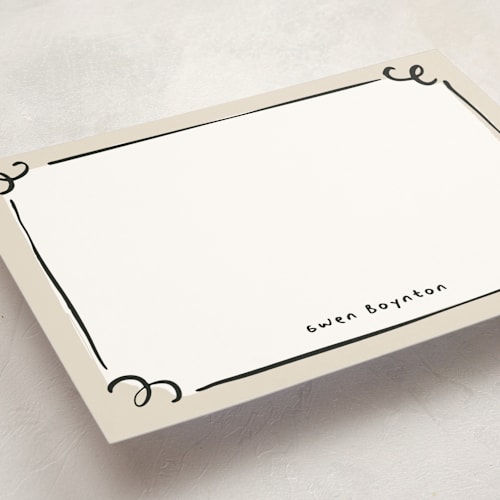 This is a ink personalized stationery thank you cards with standard by Anastasia Makarova called curly corners printing on signature in 5x7