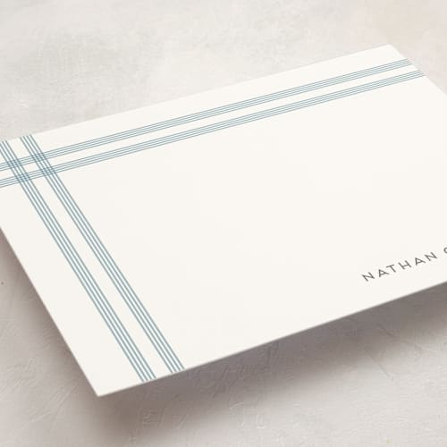 This is a denim personalized stationery thank you cards with standard by Jenny Millington called framed printing on signature in 5x7