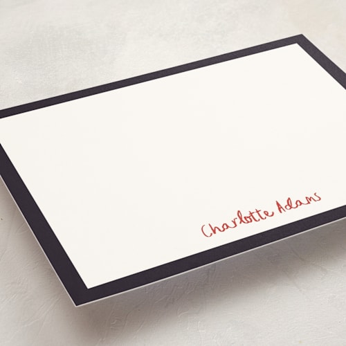 This is a licorice personalized stationery thank you cards with standard by Ani Somi called crayon writing printing on signature in 5x7