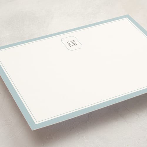 This is a aqua personalized stationery thank you cards with standard by Creo Study called formal initials printing on signature in 5x7