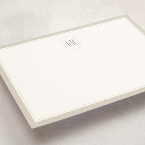 This is a vanilla personalized stationery thank you cards with standard by Creo Study called formal initials printing on signature in 5x7