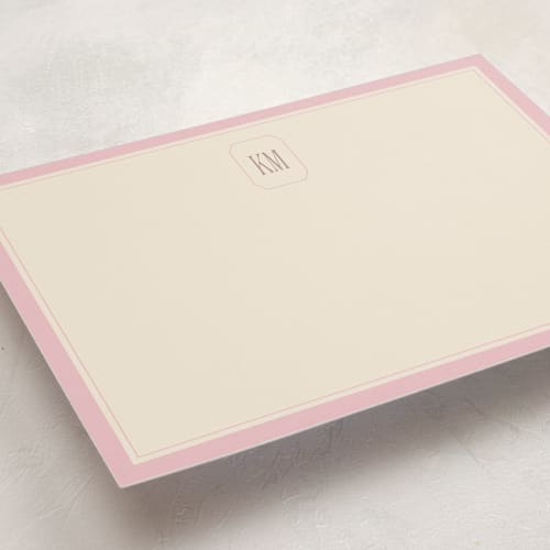 This is a rosebud personalized stationery thank you cards with standard by Creo Study called formal initials printing on signature in 5x7