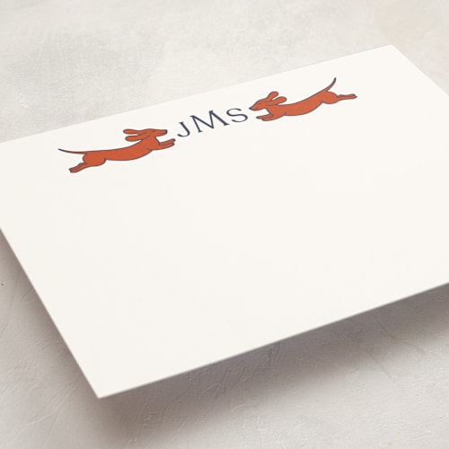 This is a rust personalized stationery thank you cards with standard by Alize Cetintas Kure called follow your noses printing on signature in 5x7