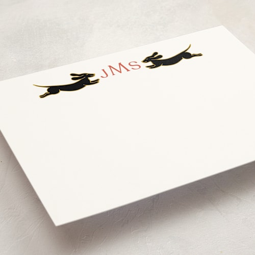 This is a midnight personalized stationery thank you cards with standard by Alize Cetintas Kure called follow your noses printing on signature in 5x7