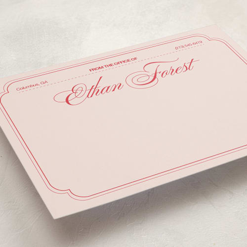 This is a berry personalized stationery thank you cards with standard by Abby Fabrizio called from the office vintage printing on signature in 5x7