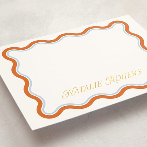 This is a tomato personalized stationery thank you cards with standard by Everett Paper Goods called squiggled printing on signature in 5x7