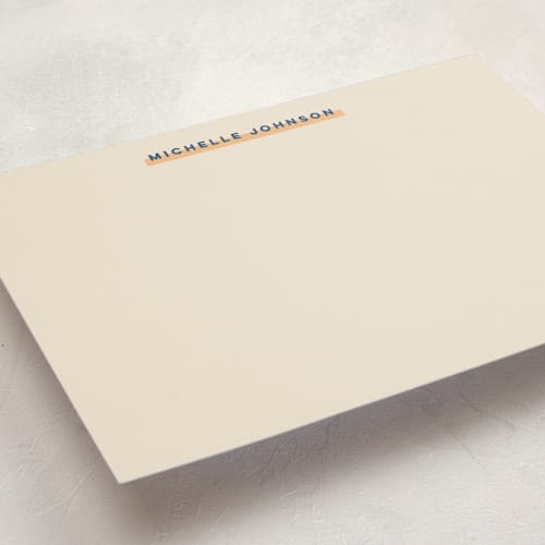 This is a peach personalized stationery thank you cards with standard by elithing called highlight printing on signature in 5x7