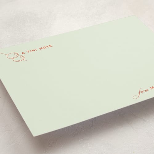 This is a pimento personalized stationery thank you cards with standard by Megan Davis called dirty martini printing on signature in 5x7