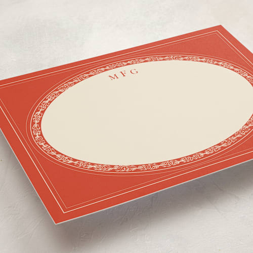 This is a crimson personalized stationery thank you cards with standard by Claire called classic oval printing on signature in 5x7
